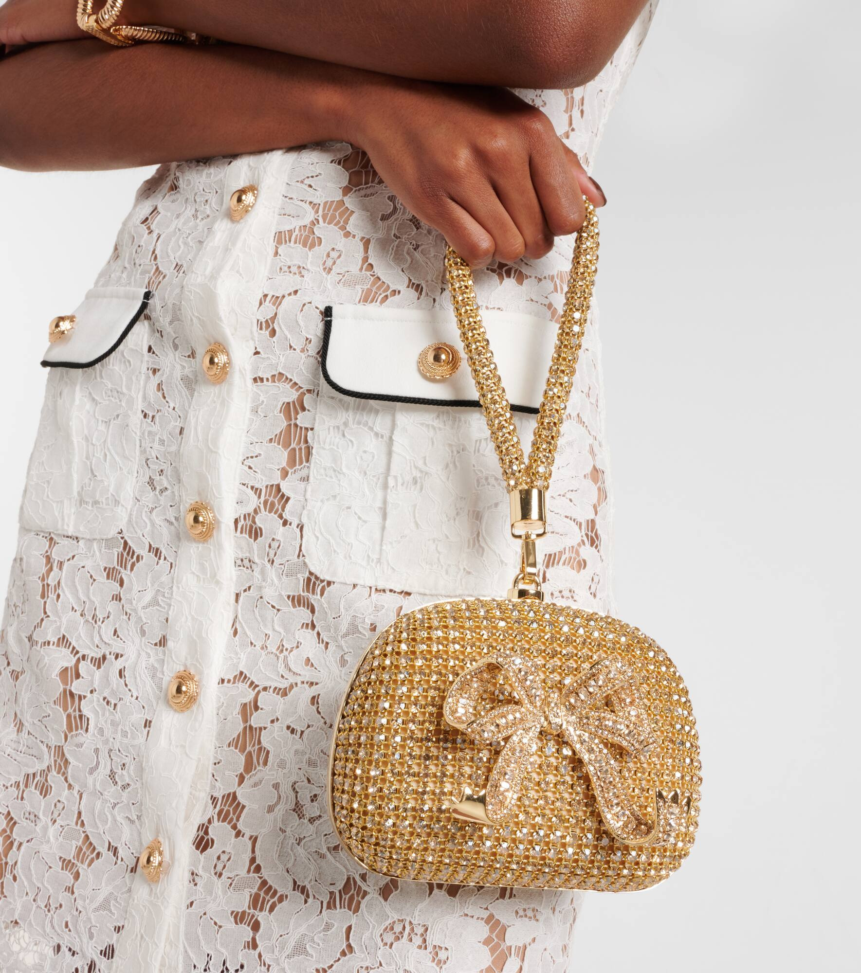 Bow Mini crystal-embellished clutch - 2