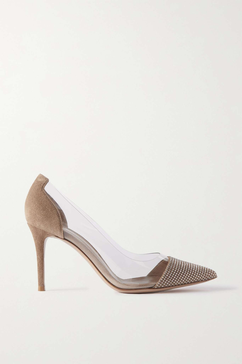 85 crystal-embellished PVC and suede pumps 1