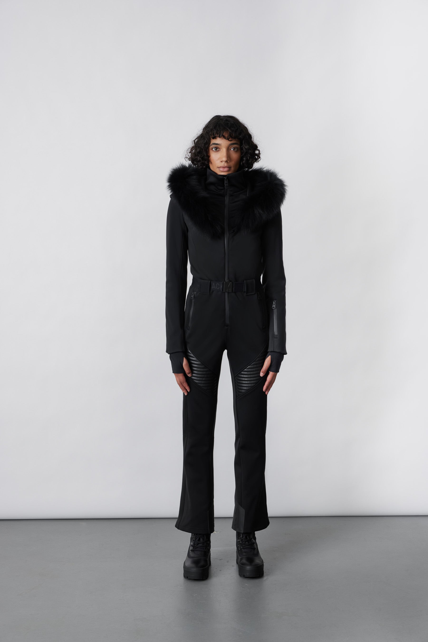 ELLE-Z Techno fleece ski suit with removable hood and fur trim - 2