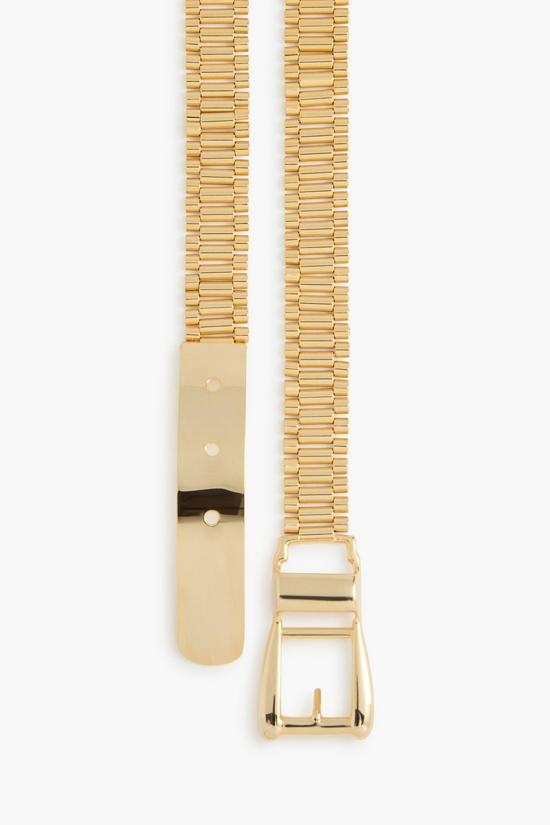 BRANDON MAXWELL The Celeste Watch Belt in Gold outlook