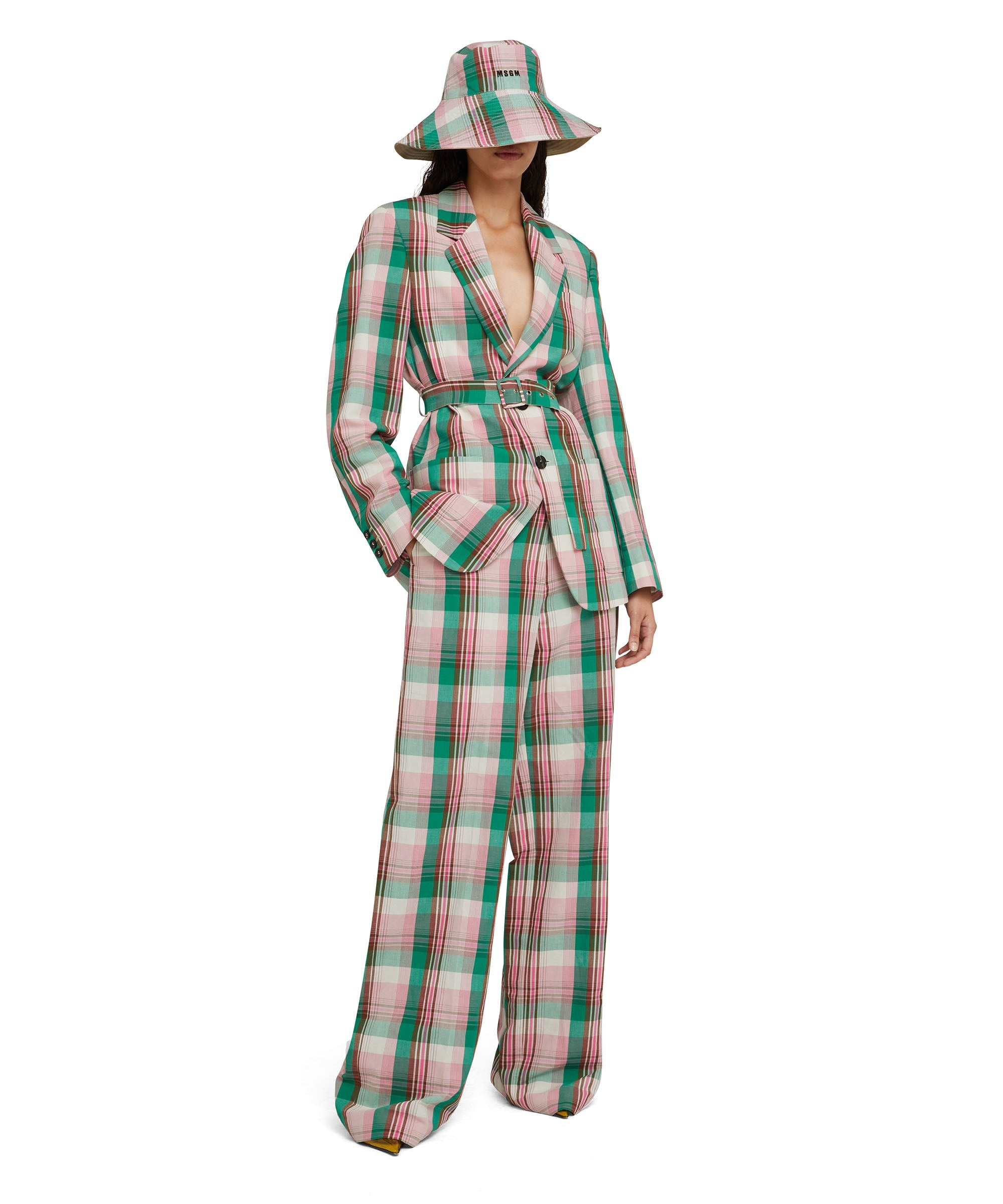 Madras linen tailored pants with straight legs - 4