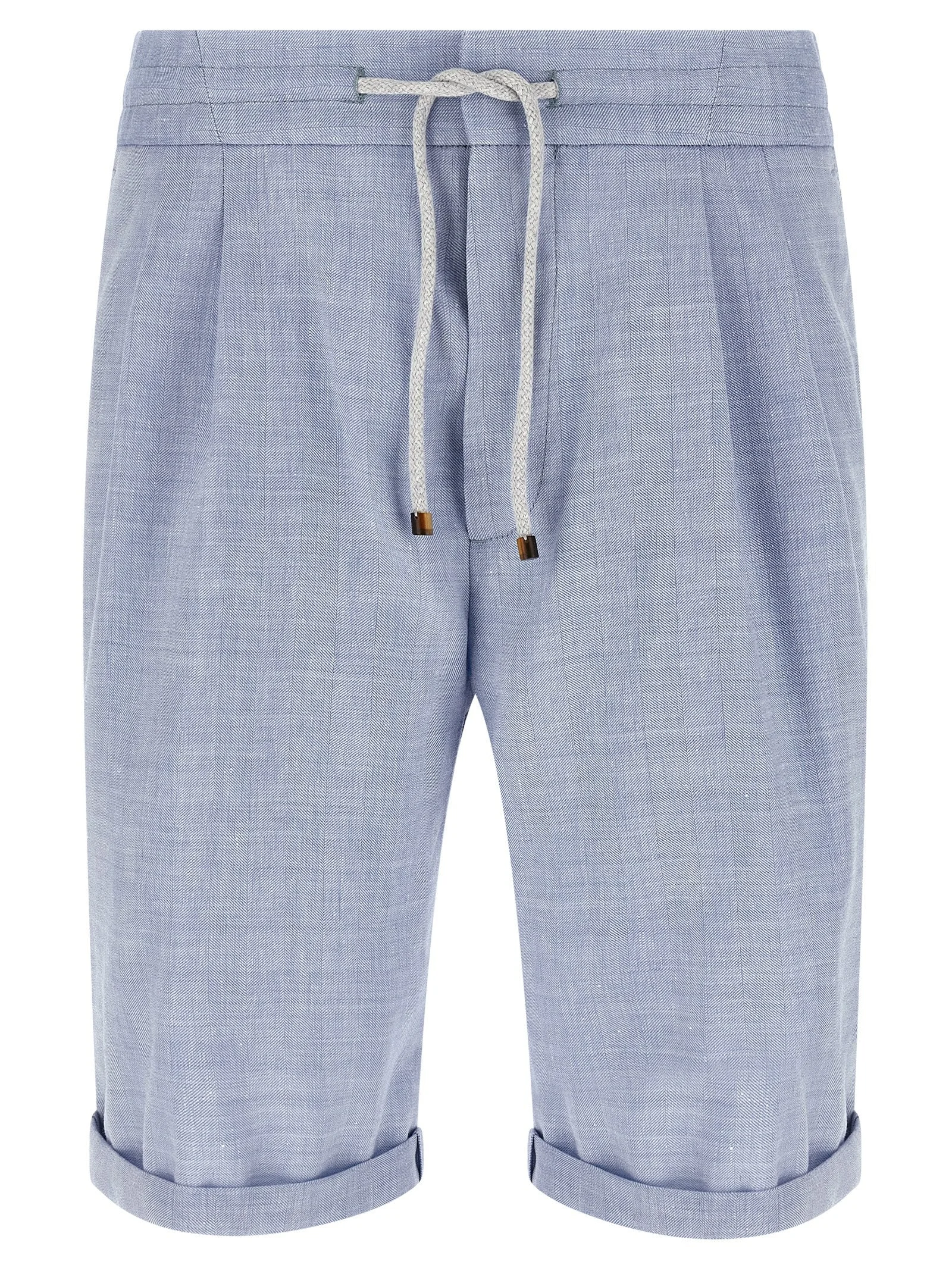Brunello Cucinelli Men Linen And Wool Chevron Bermuda Shorts - 1