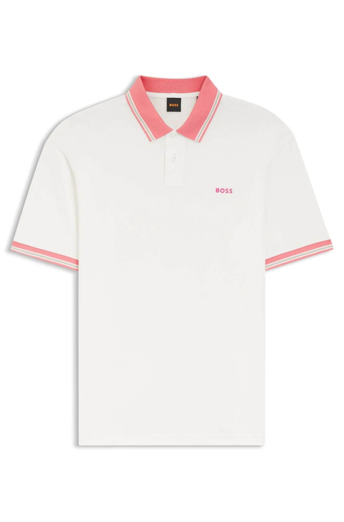COTTON-JERSEY POLO SHIRT WITH STRIPE TRIMS - 1