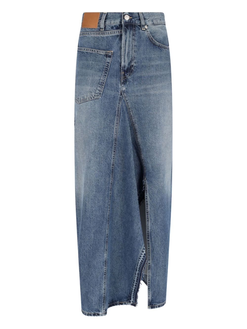denim split-front midi skirt - 1