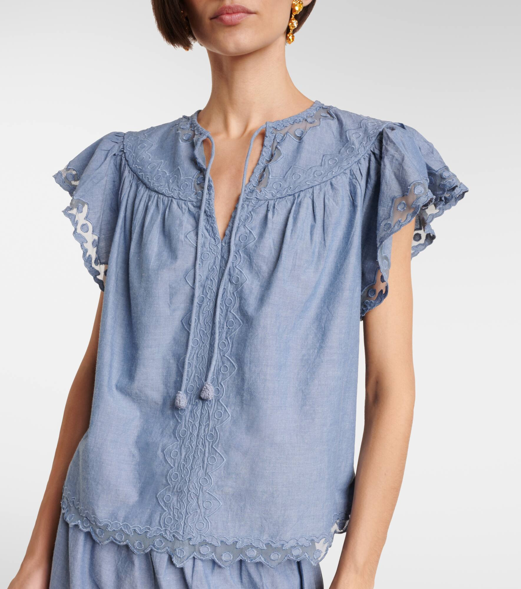 Effie lace-trimmed cotton top - 6