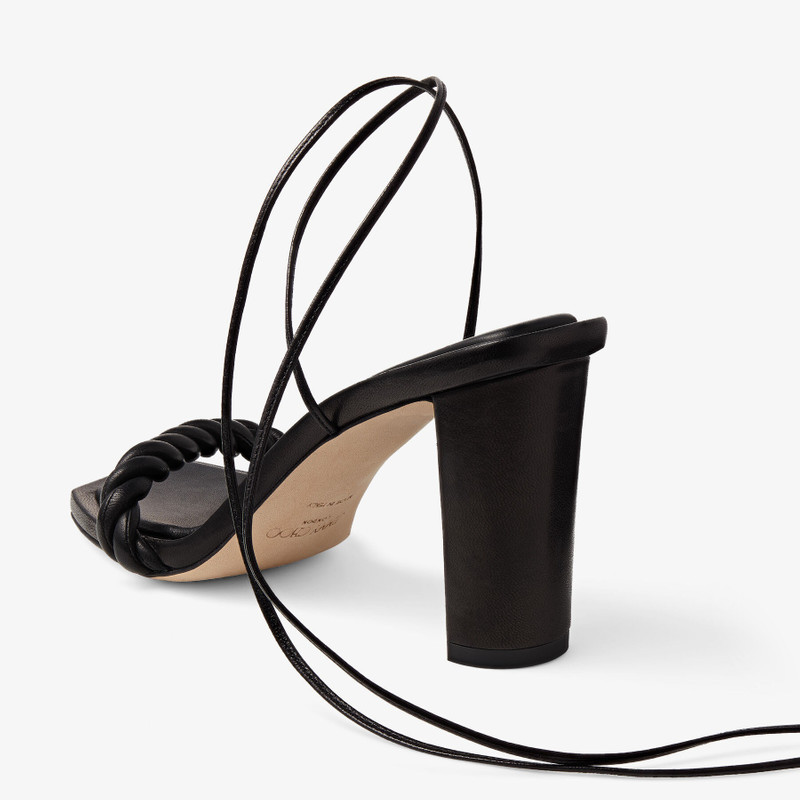 Diosa Sandal 85 Black Leather Sandals with Tie-Fastening 4