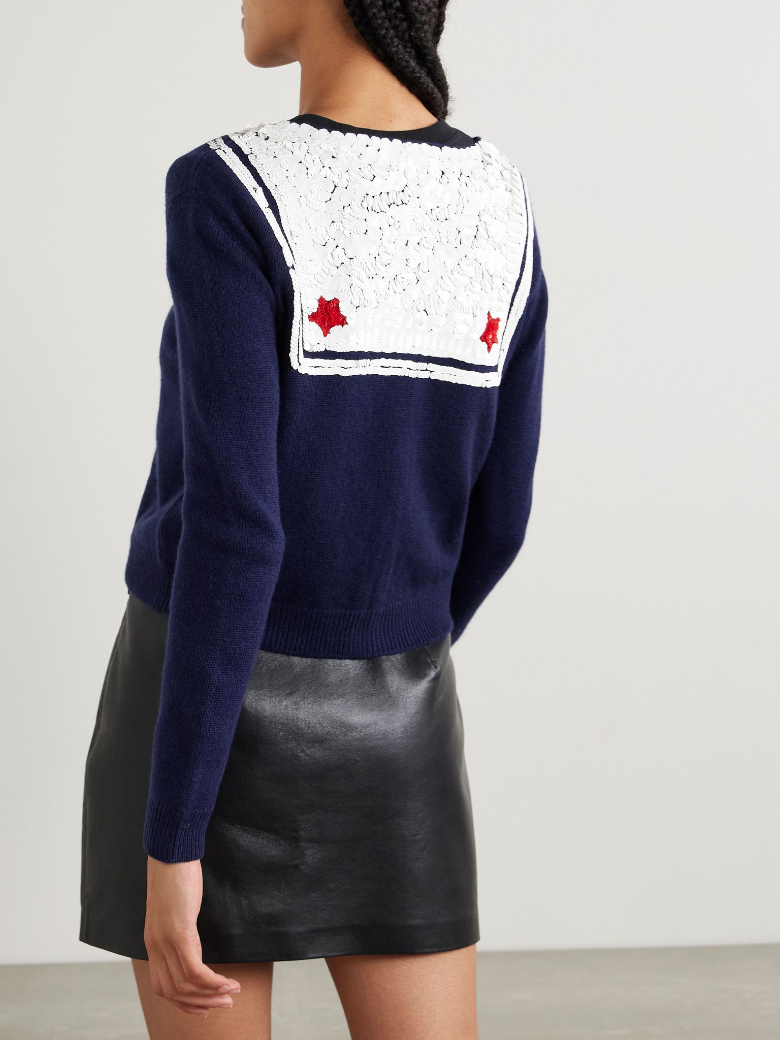 Astoria sequin-embellished wool and cashmere-blend cardigan Blue - 3