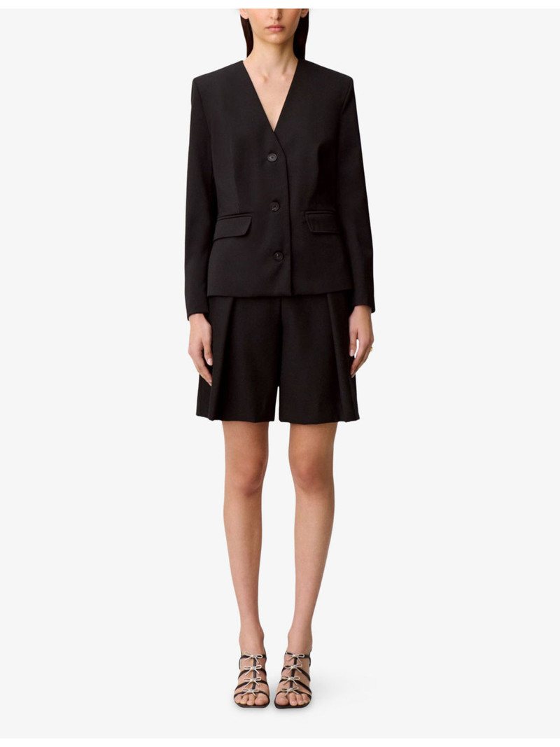 Claudie Pierlot V-Neck Padded-Shoulder Woven Jacket outlook