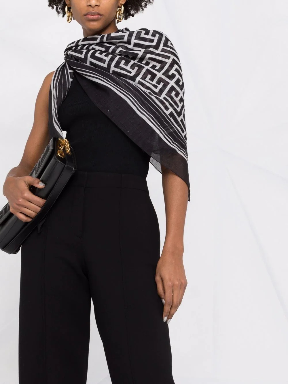 high-waisted wool blend trousers - 5