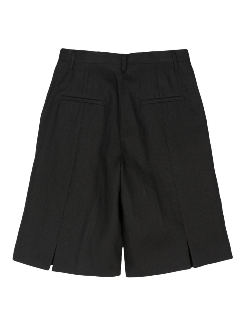 high-waisted linen tailored shorts - 2