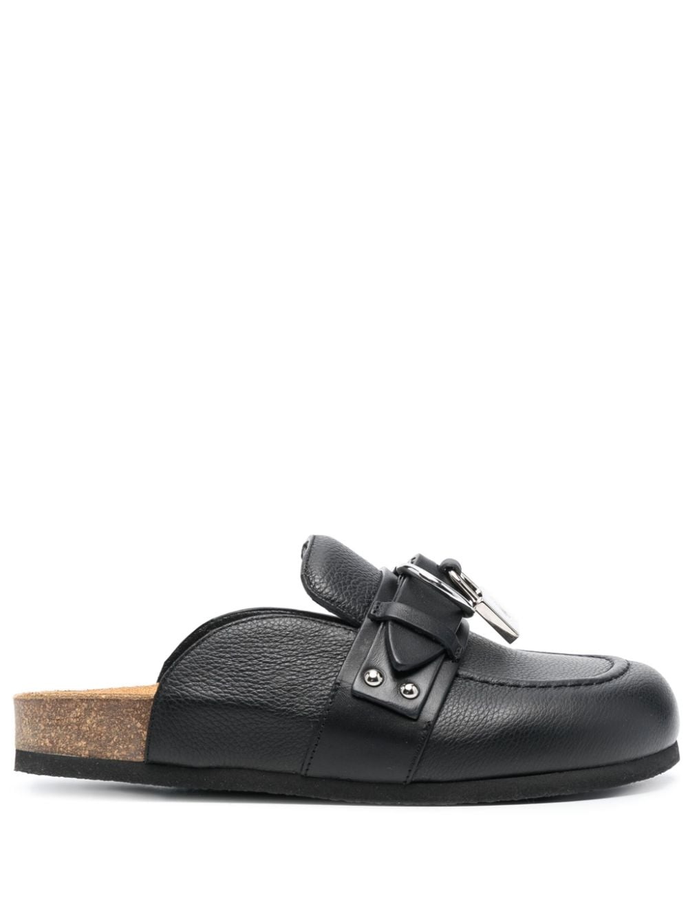 padlock-detail leather mules - 2