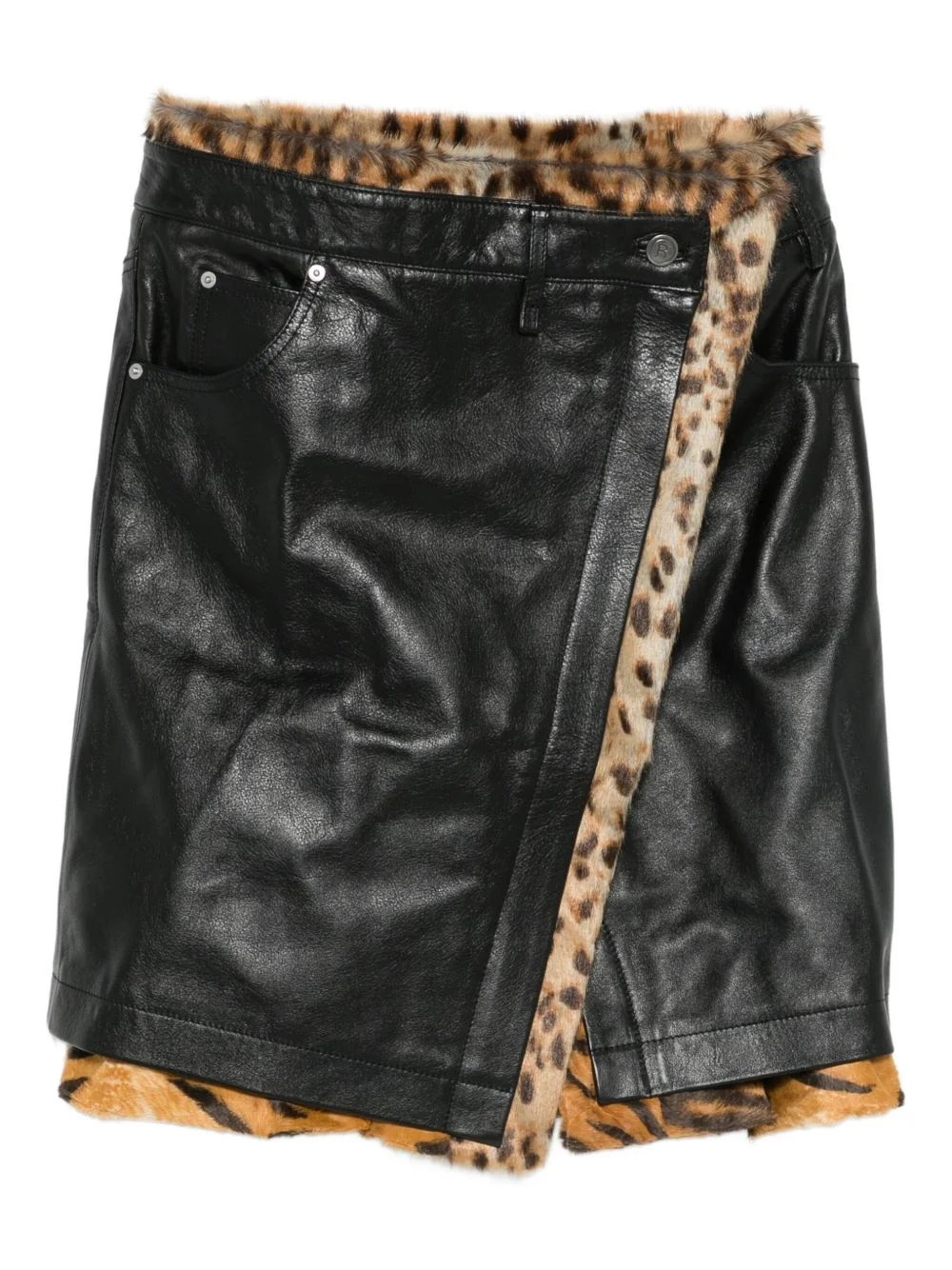 fur-trim wrap skirt - 1