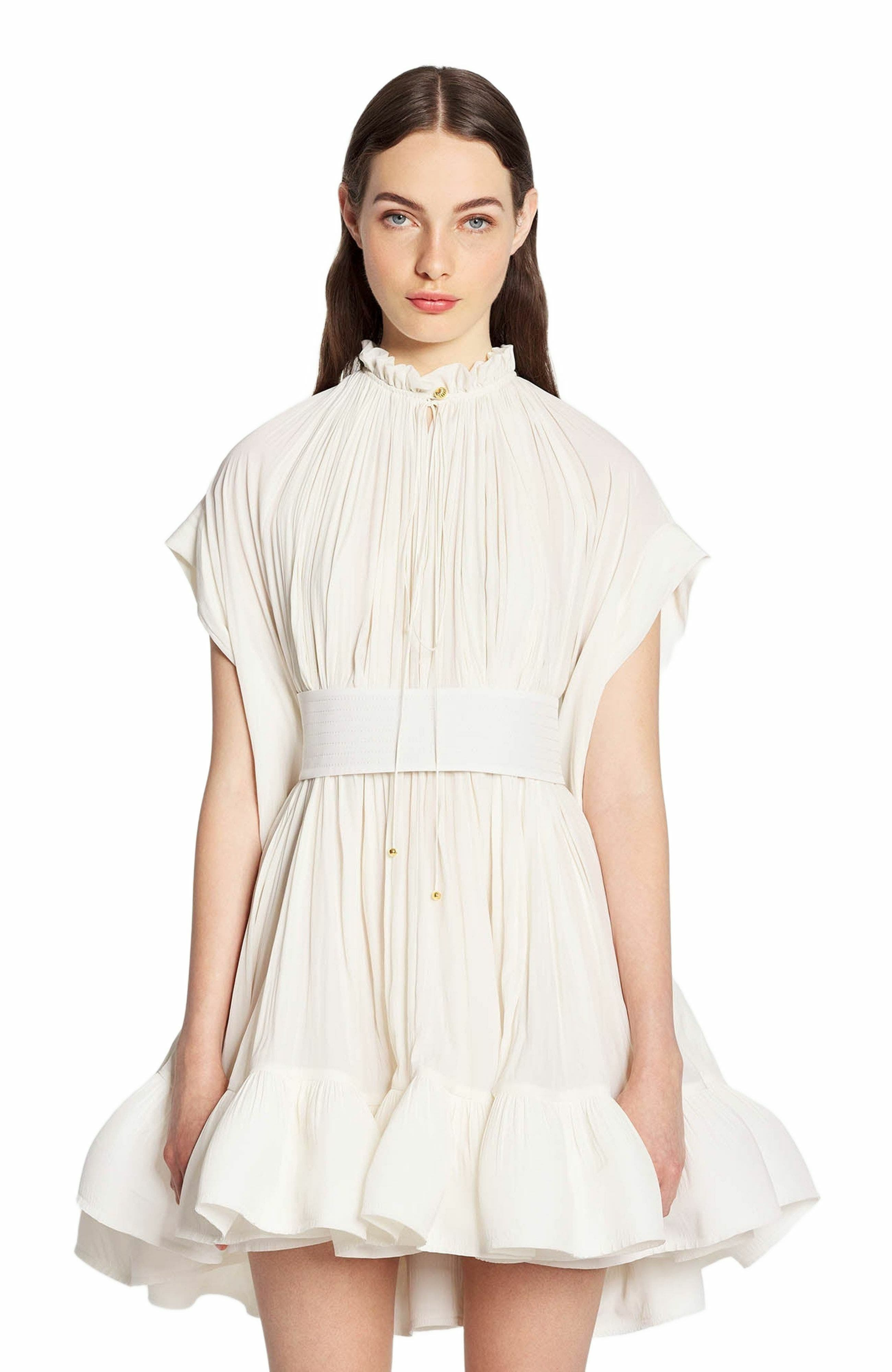 Lanvin Short Charmeuse Dress in Off White at Nordstrom - 3
