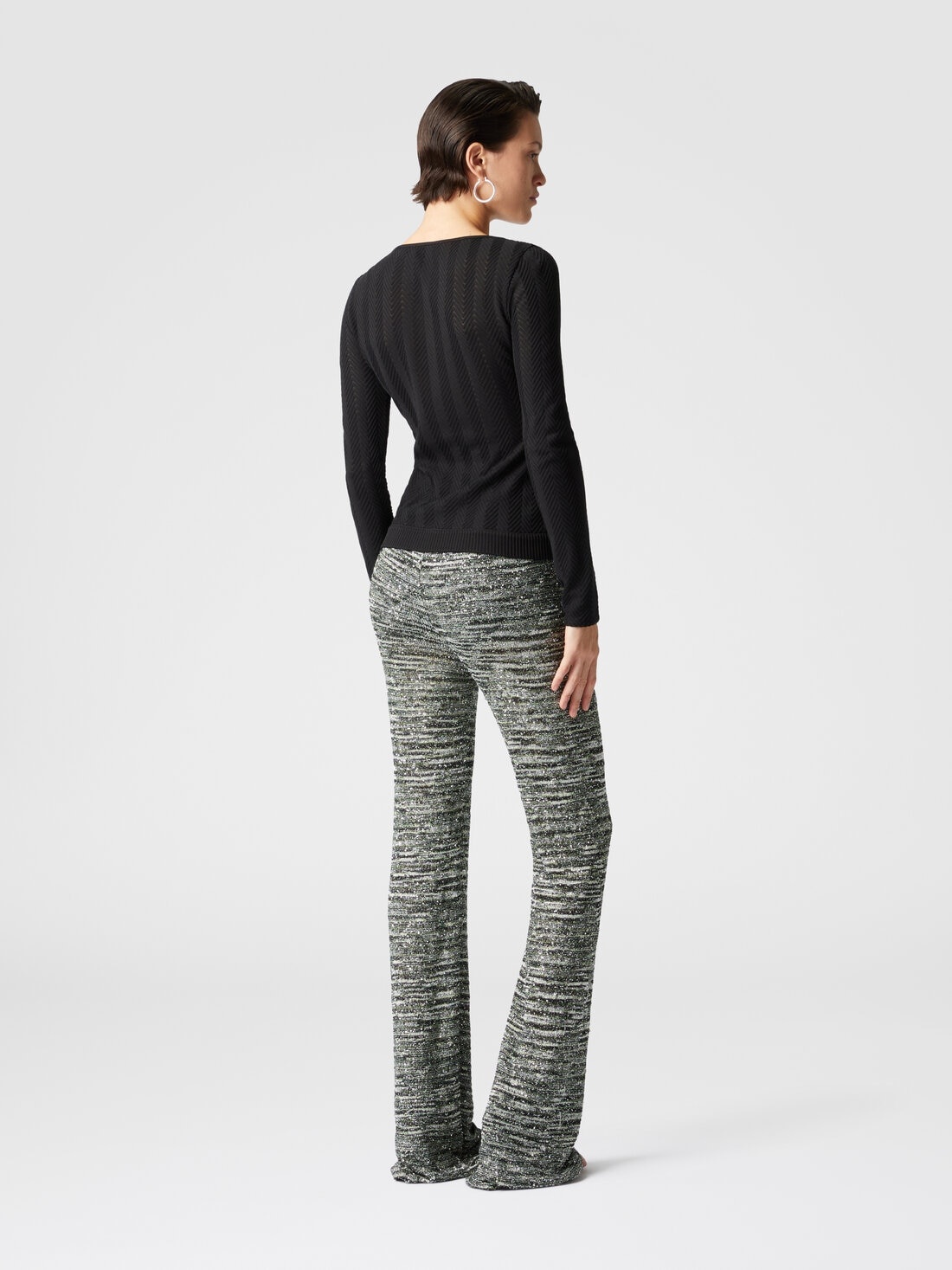 Flare trousers in slub knit with sequins - 3