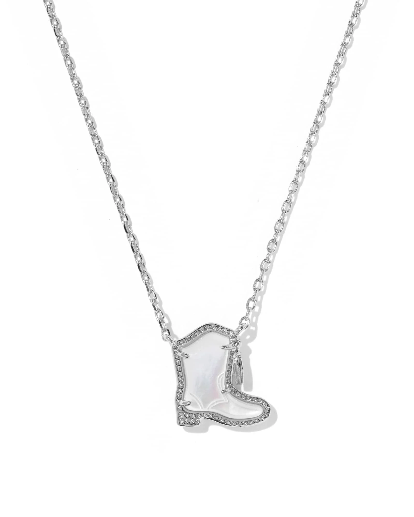 Drill Team Boot Silver Short Pendant Necklace - 1