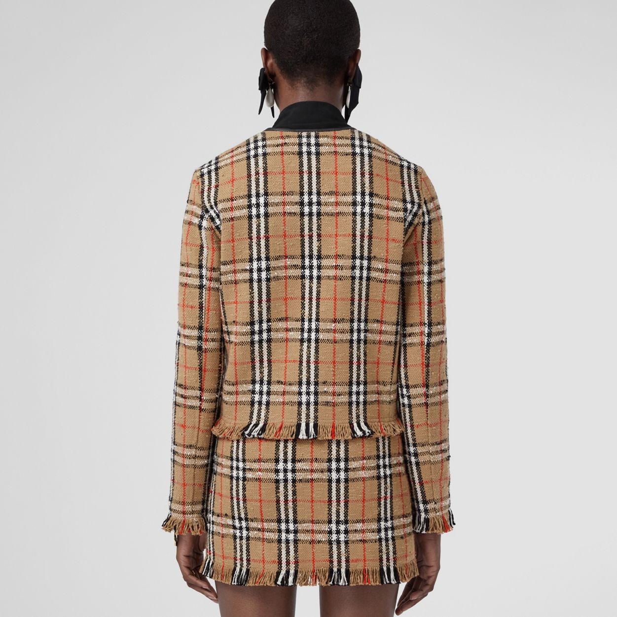 Vintage Check Bouclé Collarless Jacket - 3