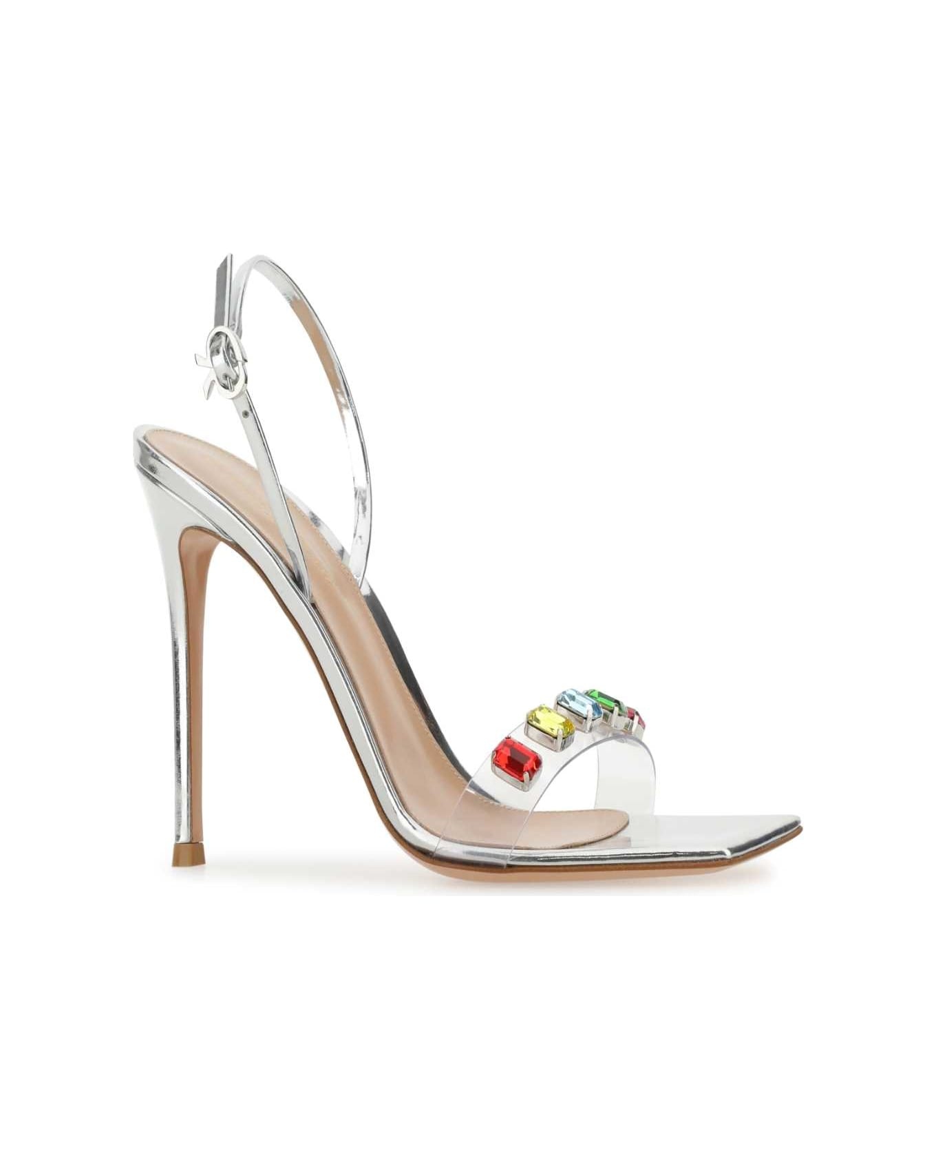 Silver Leather â and Pvc Ribbon Candy Sandals - 2