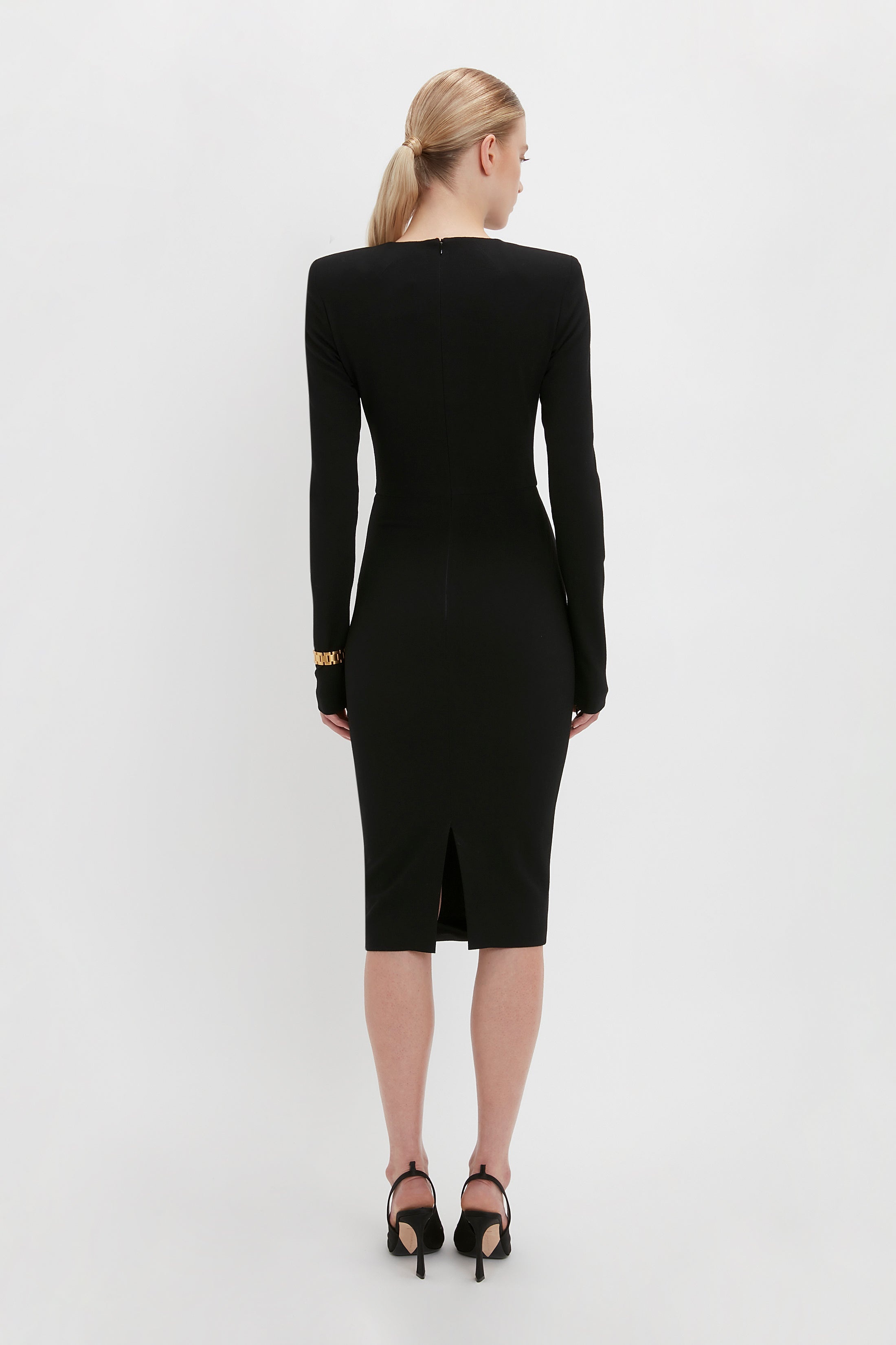 Victoria Beckham Long Sleeve T Shirt Fitted Dress In Black REVERSIBLE