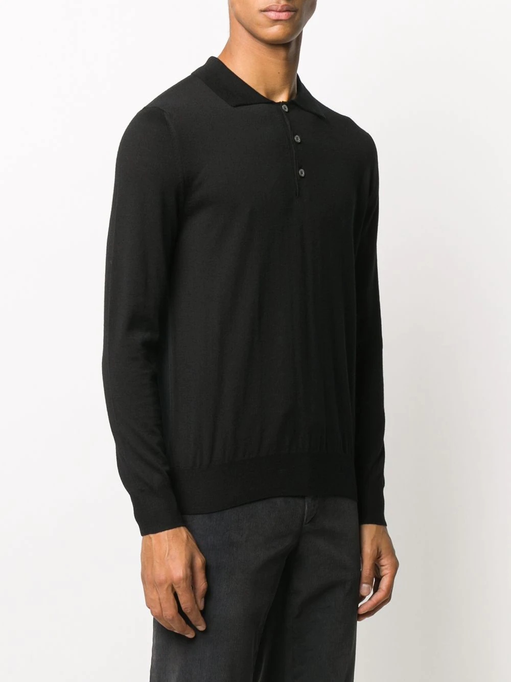 long sleeved knitted polo shirt - 3