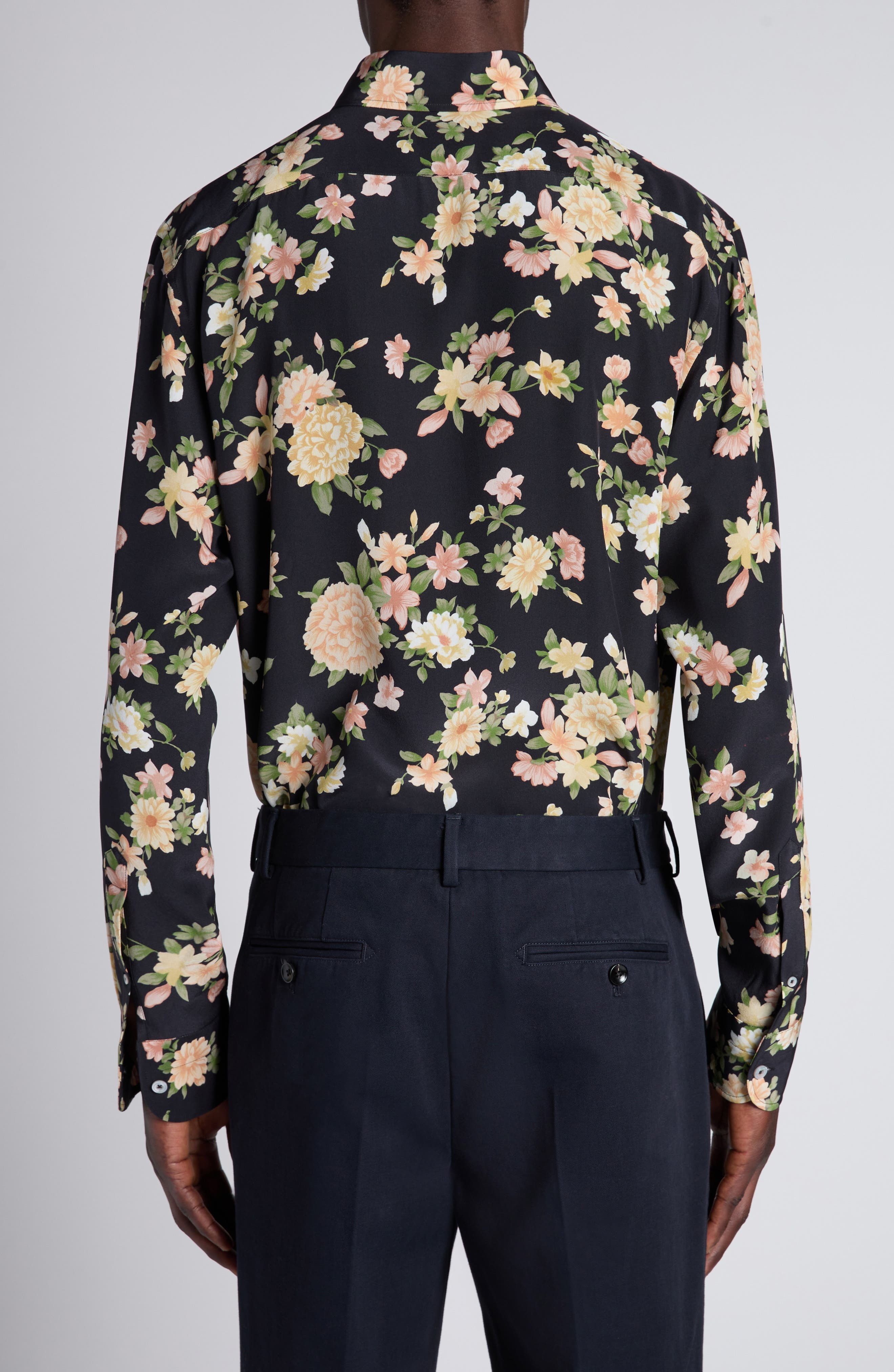 TOM FORD Hendrix Floral Silk Button-Down Shirt in Zdpco Combo Pink/Orange at Nordstrom - 3