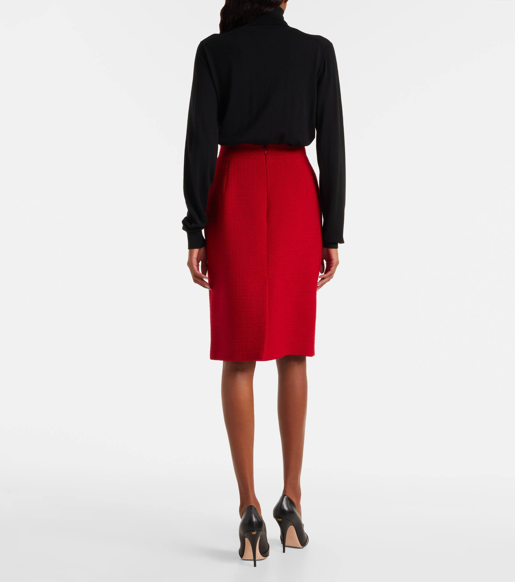 High-rise wool-blend tweed pencil skirt - 3