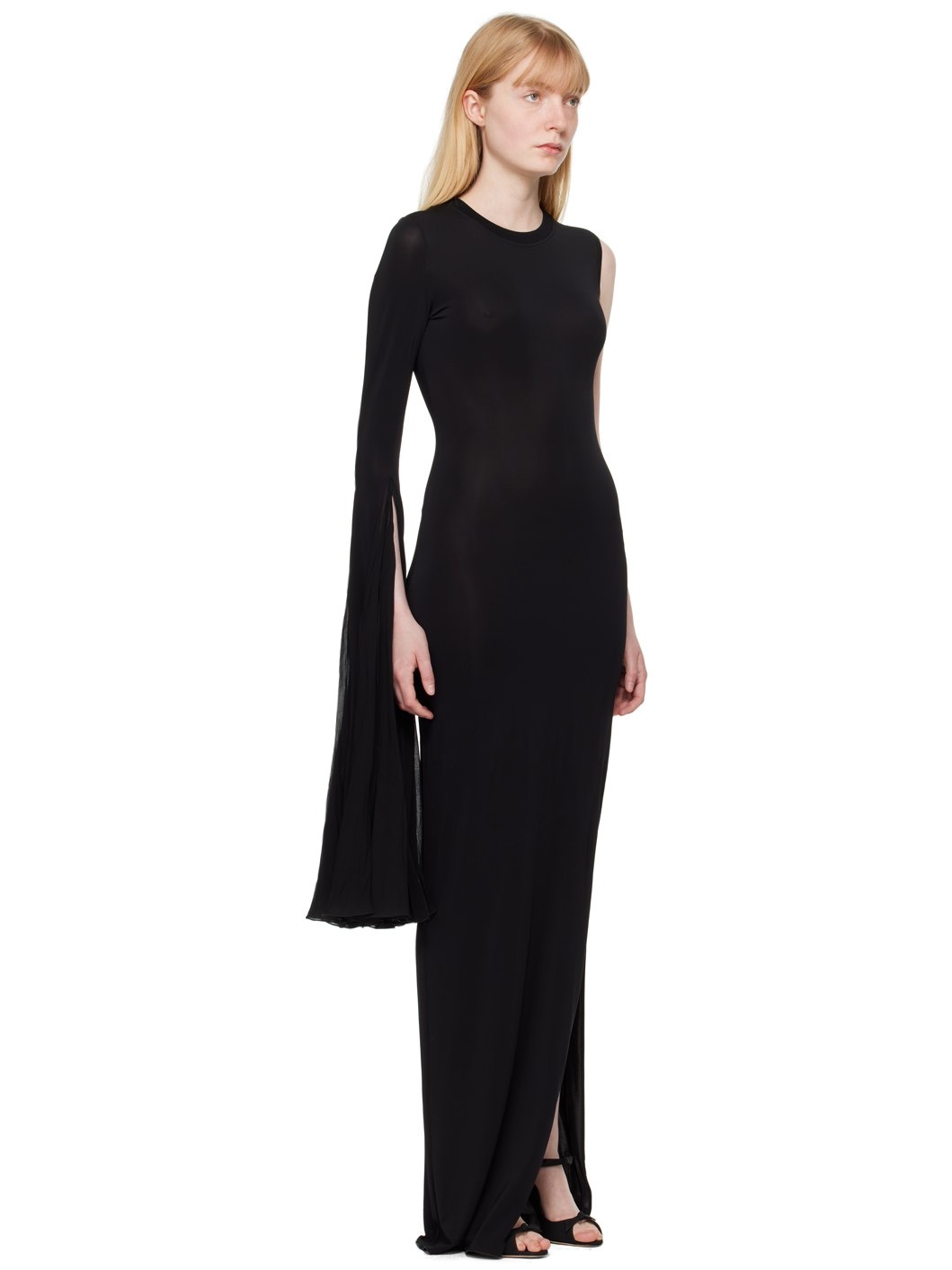 Black Asymmetric Maxi Dress - 2