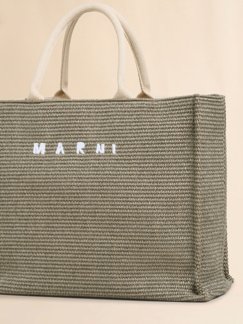 GREEN RAFFIA-EFFECT LARGE TOTE BAG - 4