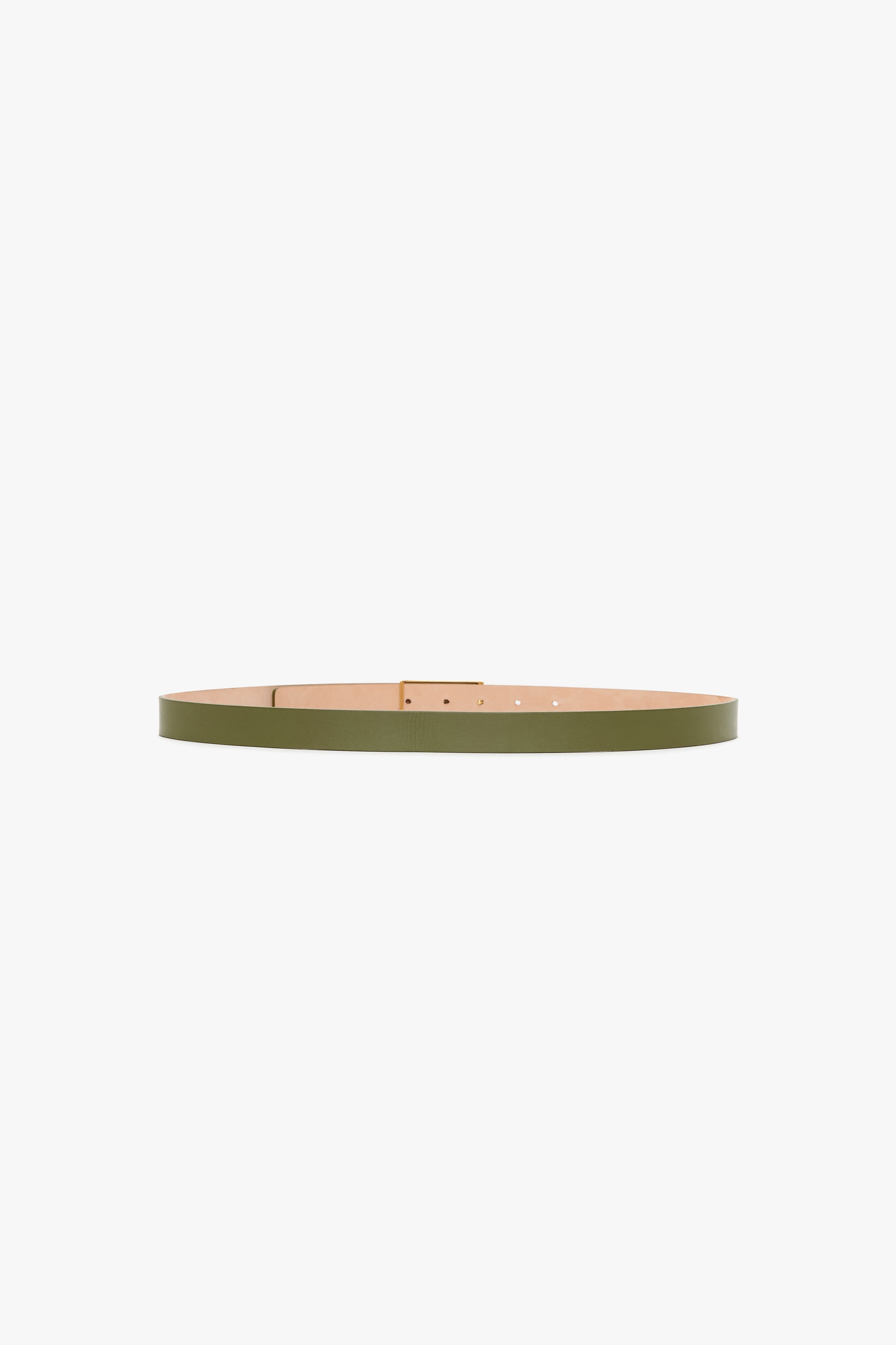 Regular Frame Belt In Khaki Smooth Leather - 3