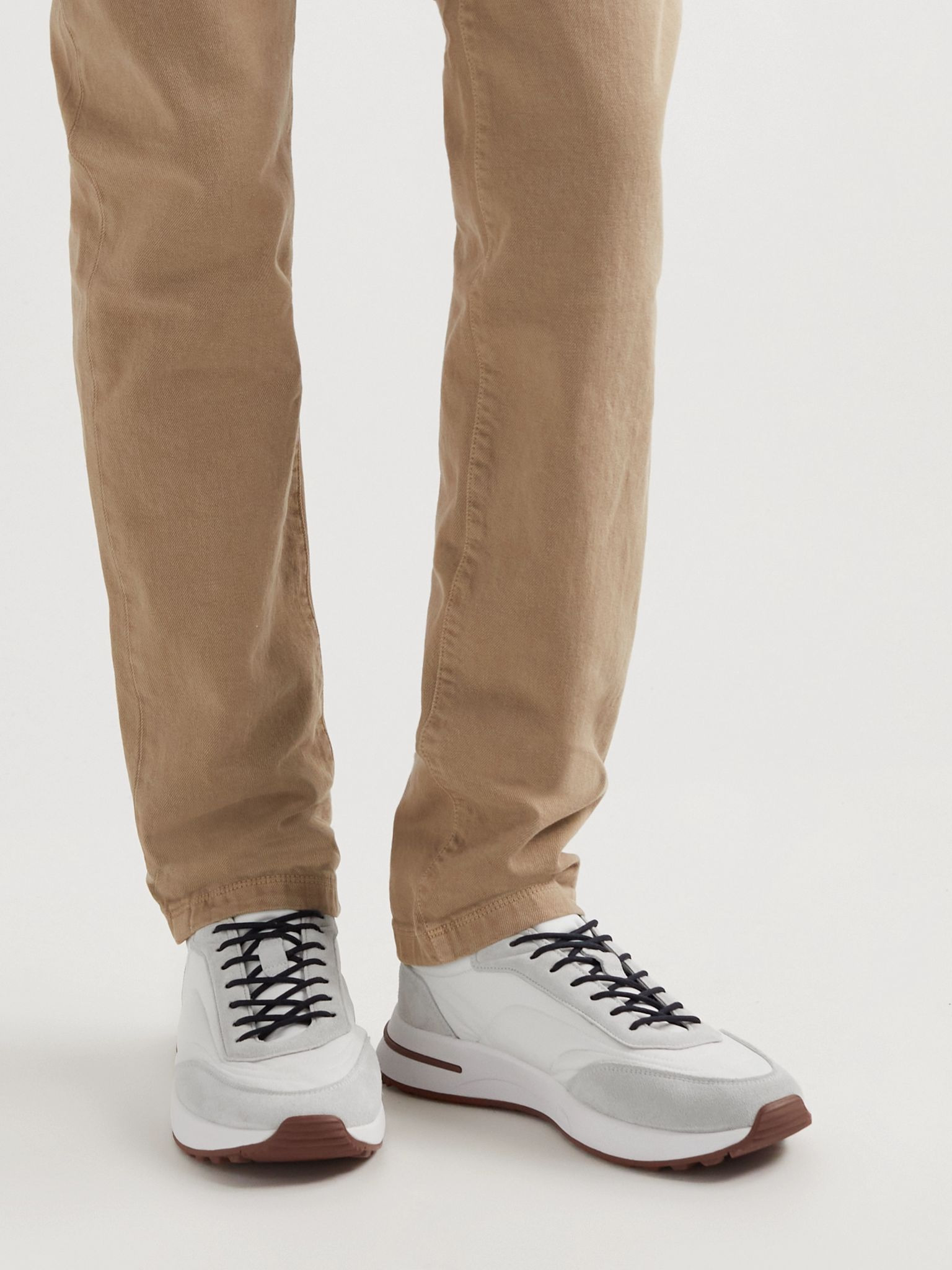 Weekend Walk Suede-Trimmed Shell Sneakers White - 3