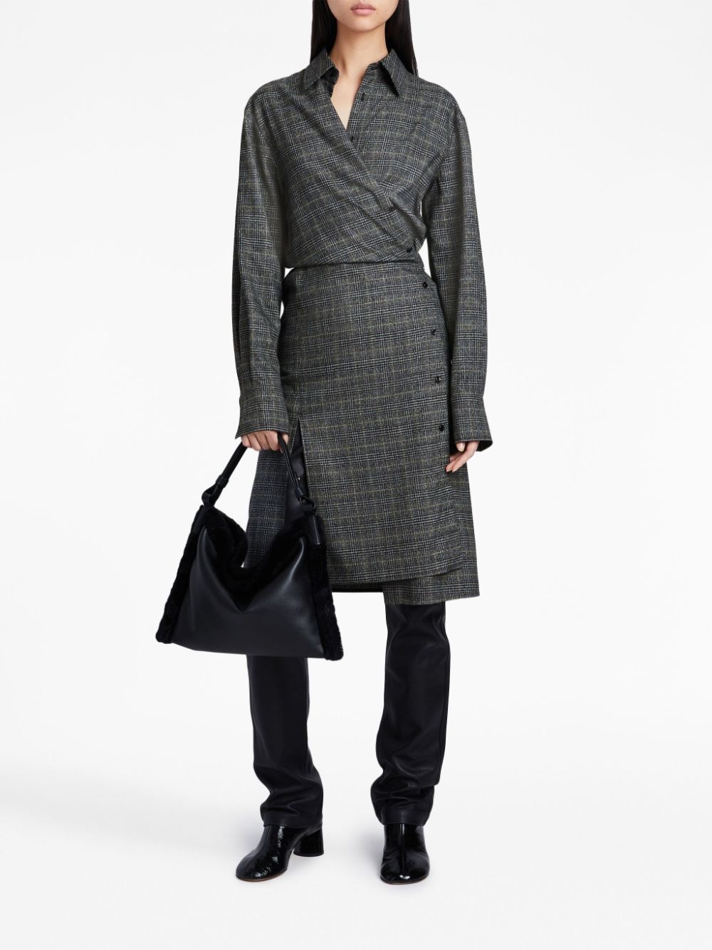 plaid suiting wrap dress - 2