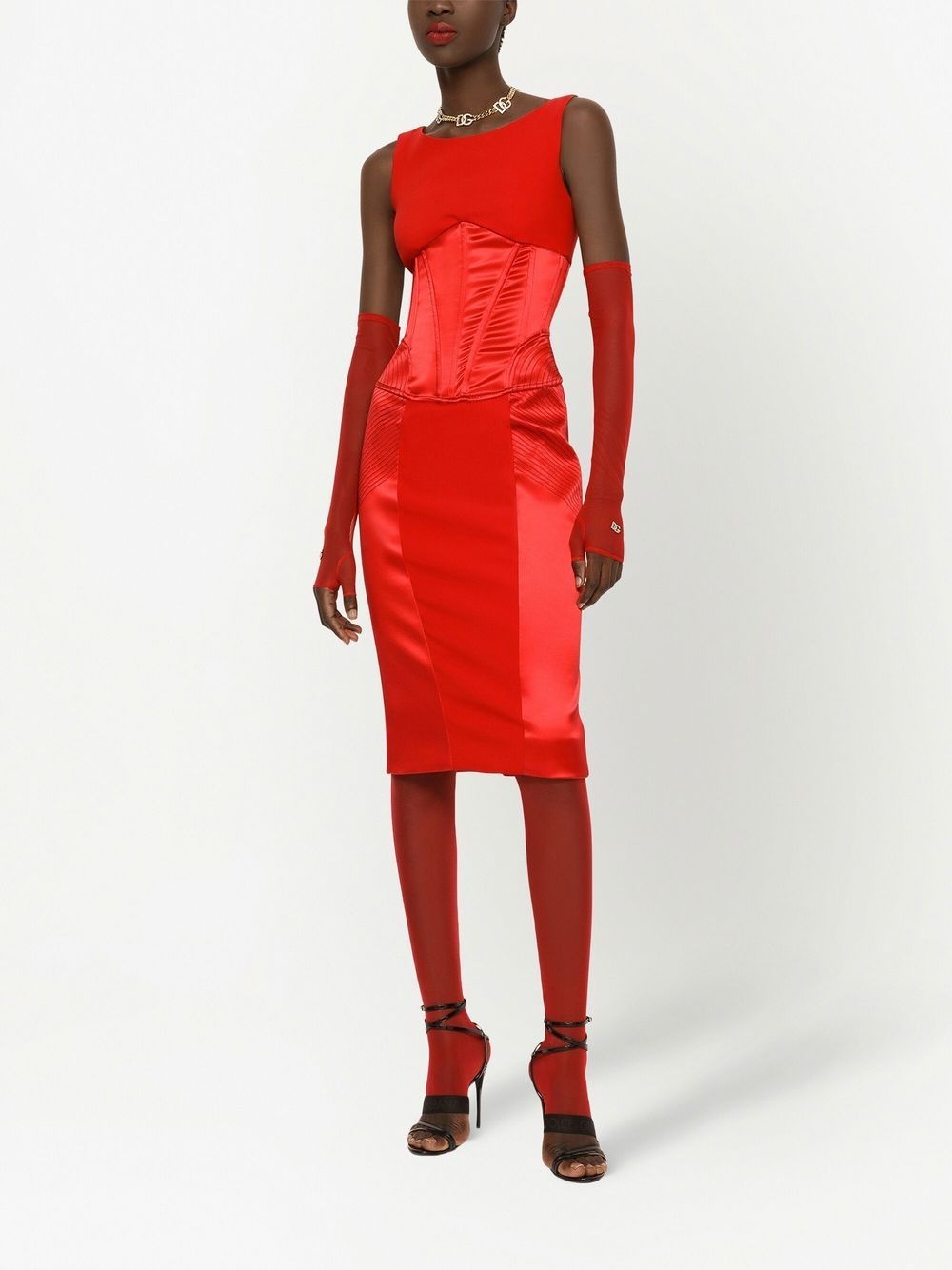 panelled sleeveless midi dress - 3