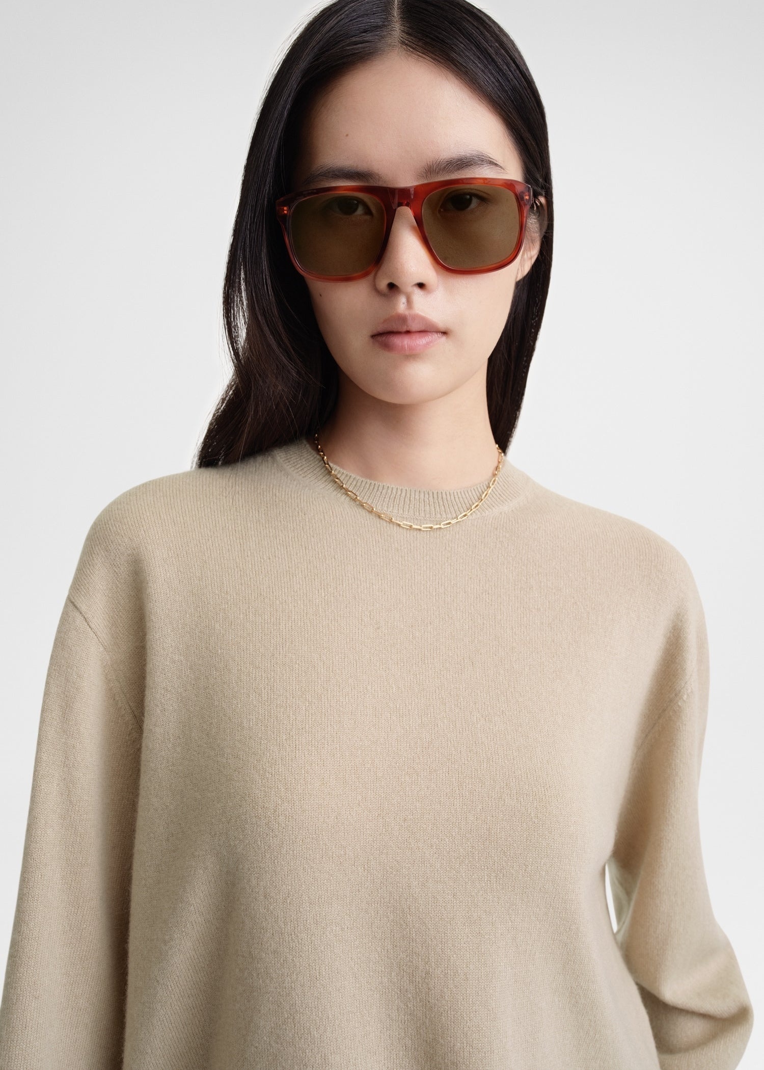 Crew-neck cashmere knit fawn - 3