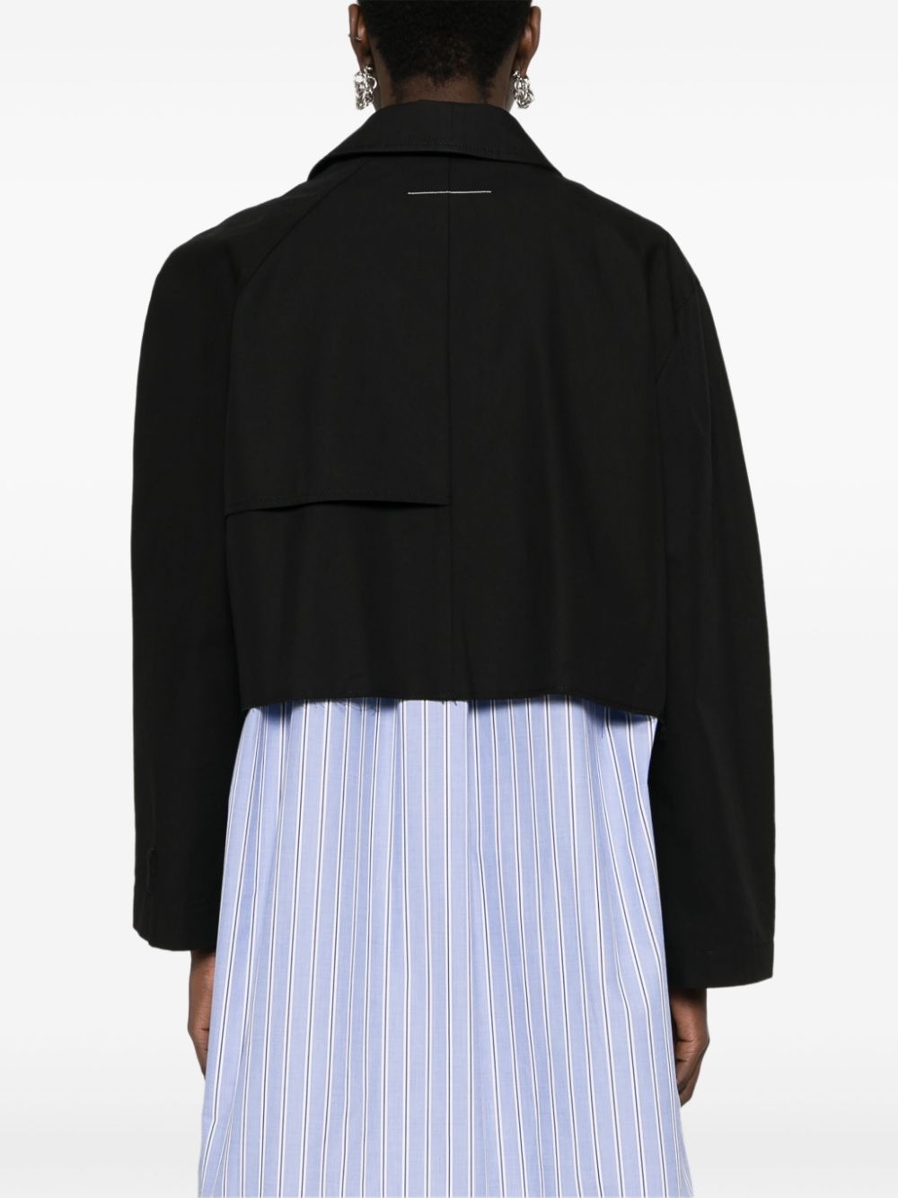 double-breasted cotton cropped jacket - 4