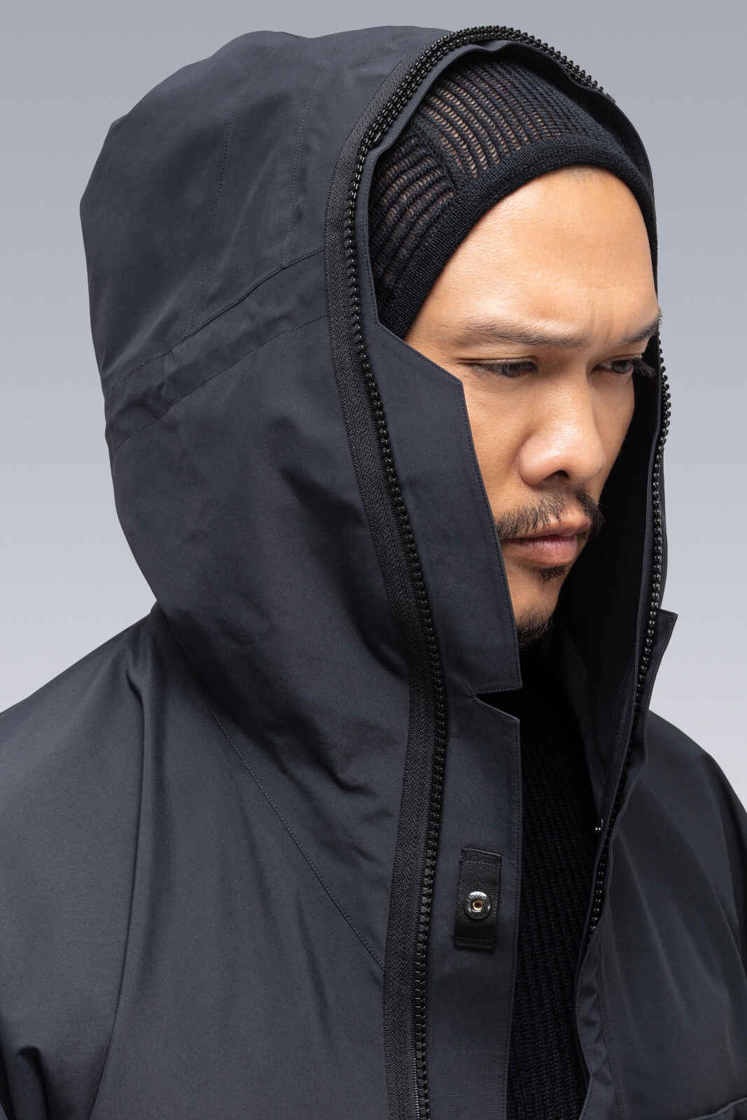 J77-AM Cashllama Silk Mesh Hooded Jacket Black - 23