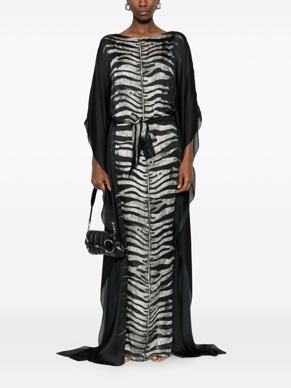 zebra-print belted maxi dress - 2