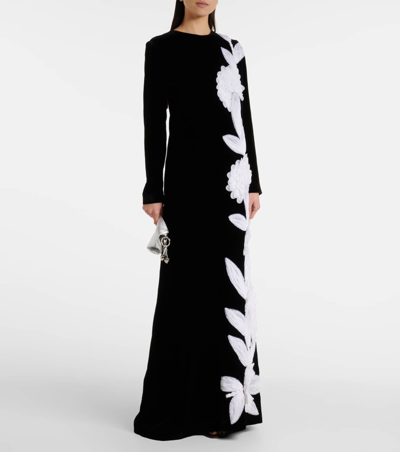 COSTARELLOS Floral appliqué crêpe gown outlook