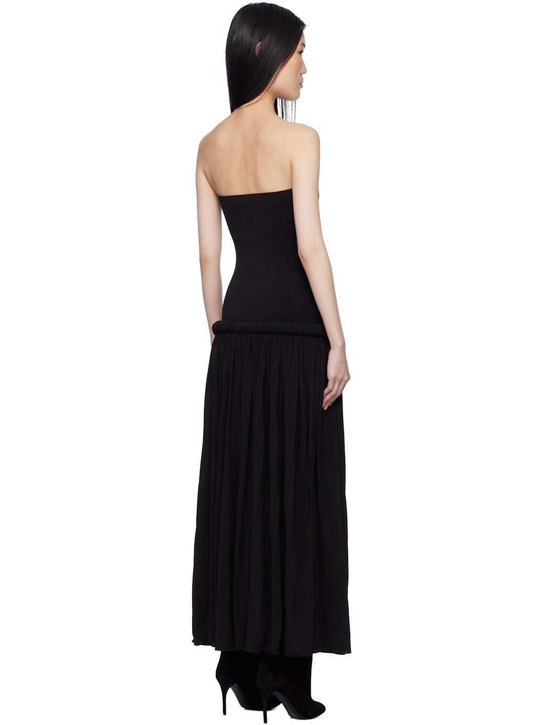 Black Strapless Maxi Dress - 3