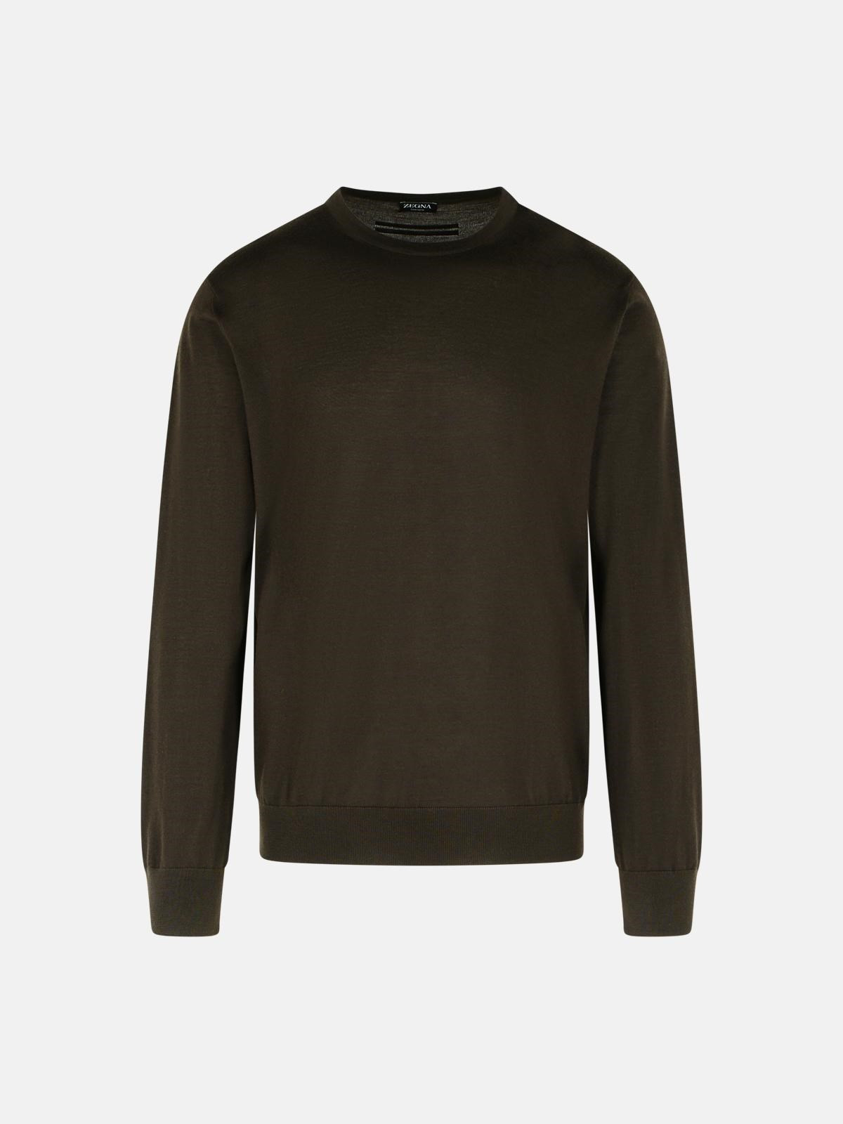 BROWN CASHMERE BLEND SWEATER - 1