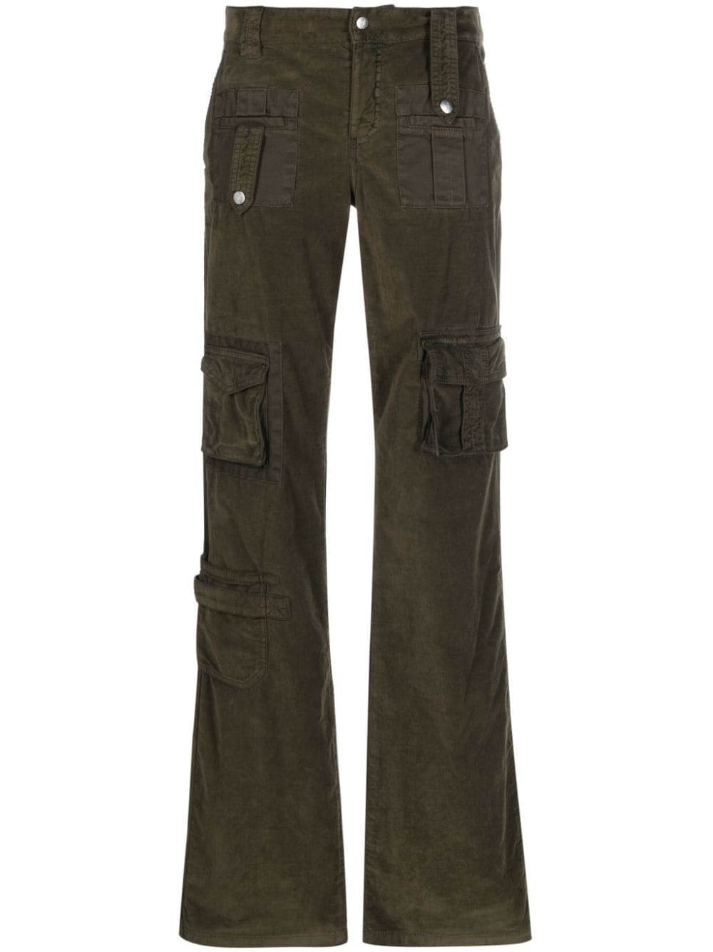 velvet flared cargo trousers - 1