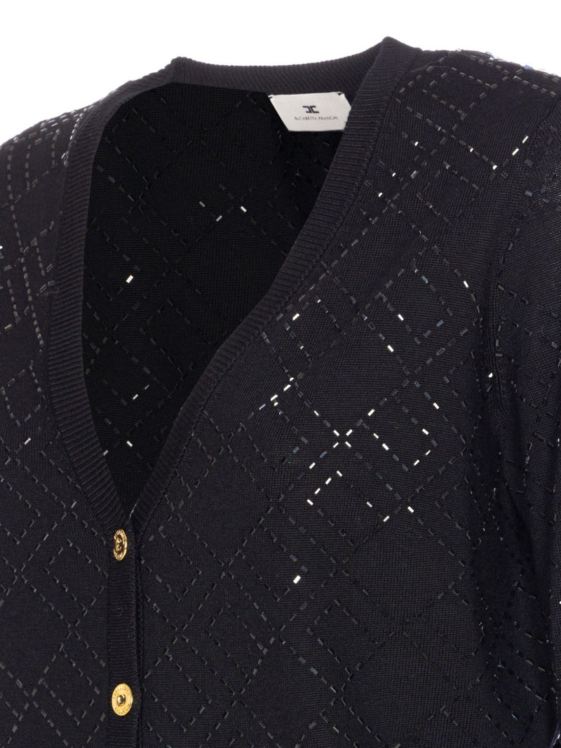bead-embellished diamond-pattern cardigan 4