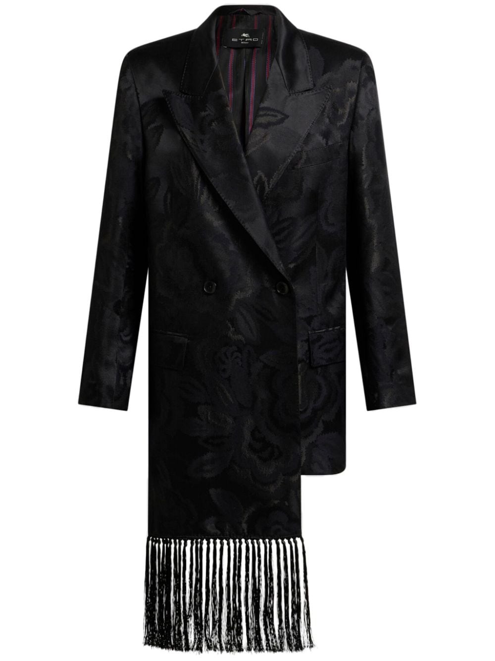 fringed jacquard blazer - 1