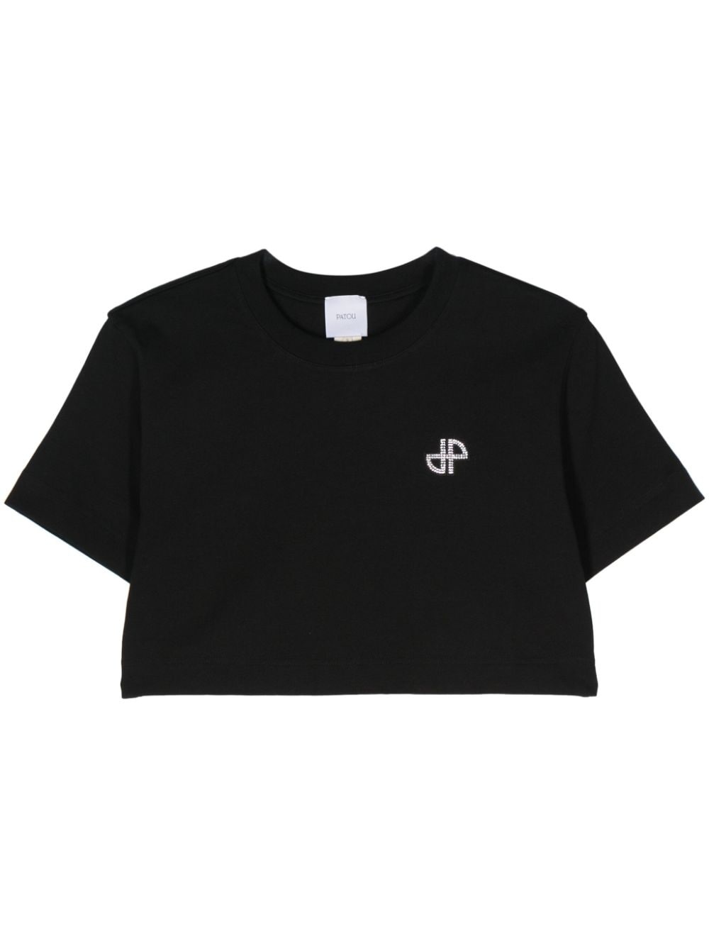 logo-embellished cotton cropped T-shirt - 1