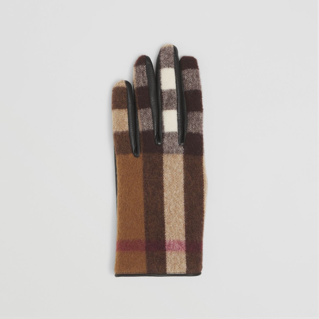 Check Wool and Lambskin Gloves - 3