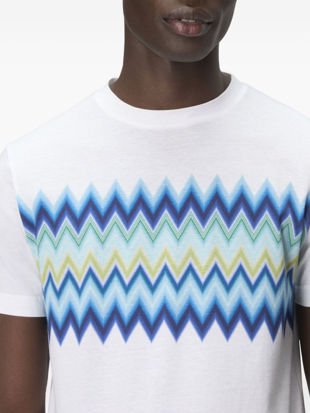 chevron-pattern T-shirt - 4