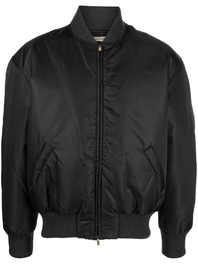 zip-up wool-blend bomber jacket - 1