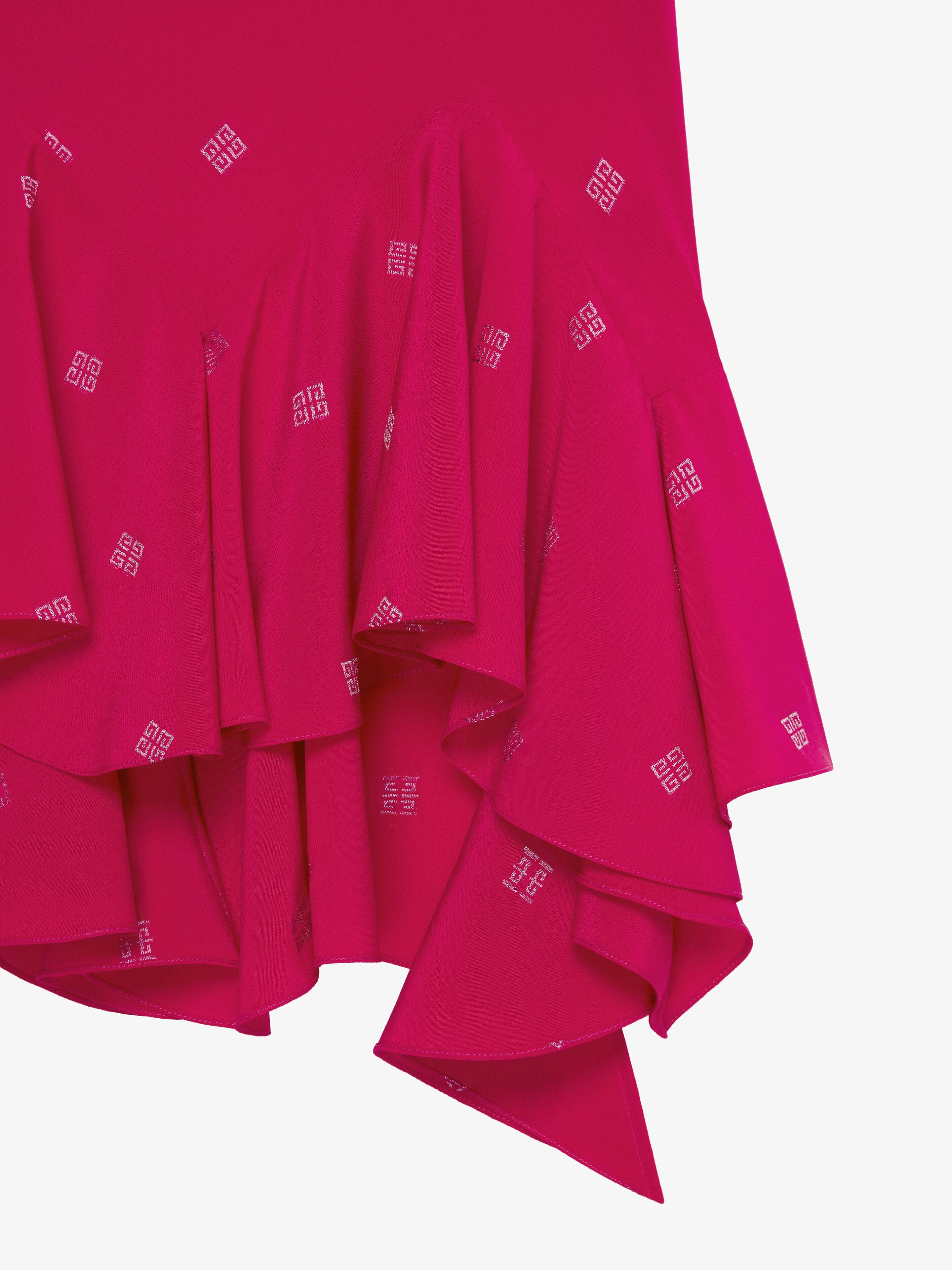 STRAPS DRESS IN 4G SILK WITH RUFFLES - 5