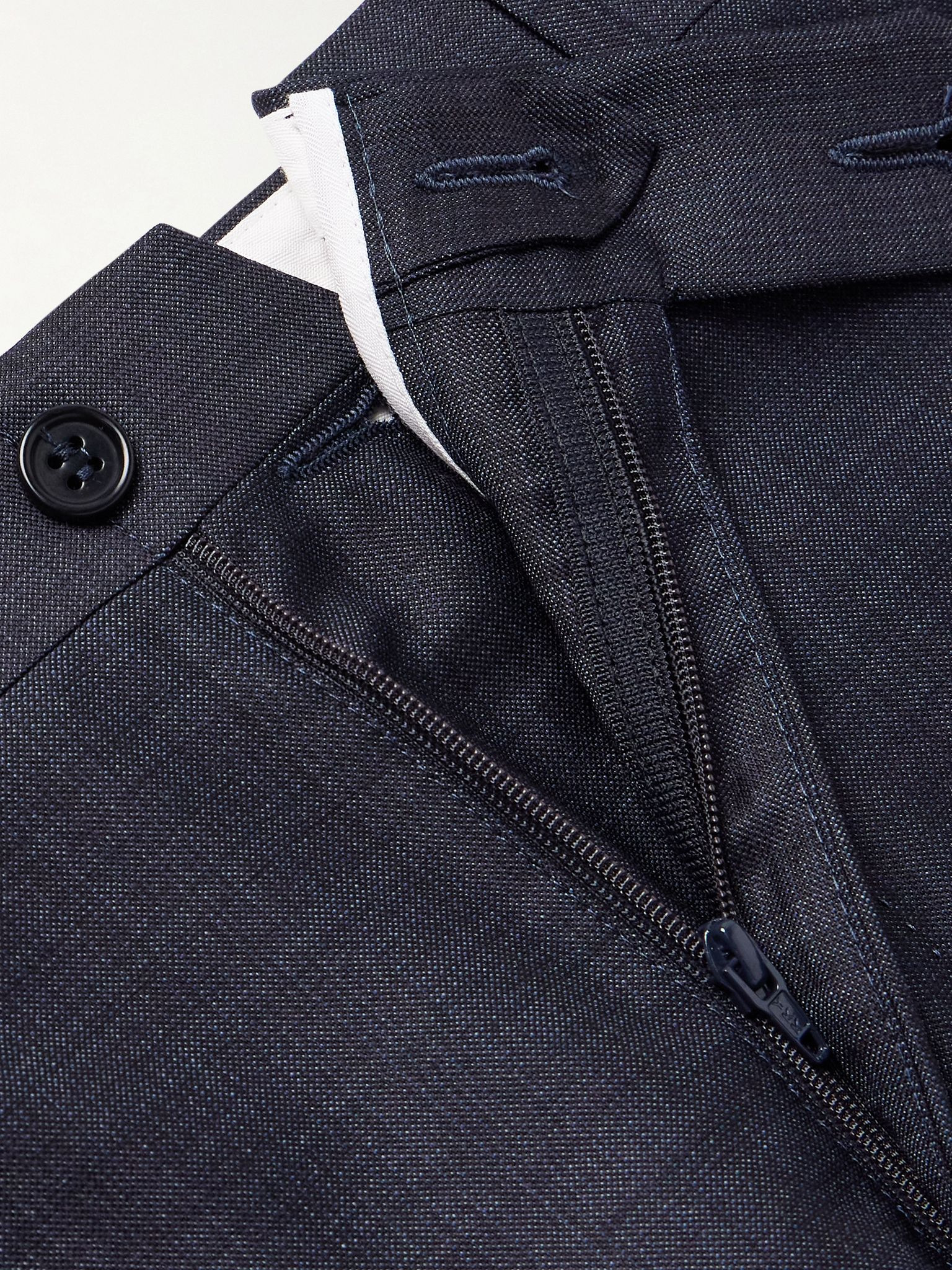 Slim-Fit Straight-Leg Checked Super 130s Wool Suit Trousers Navy - 6
