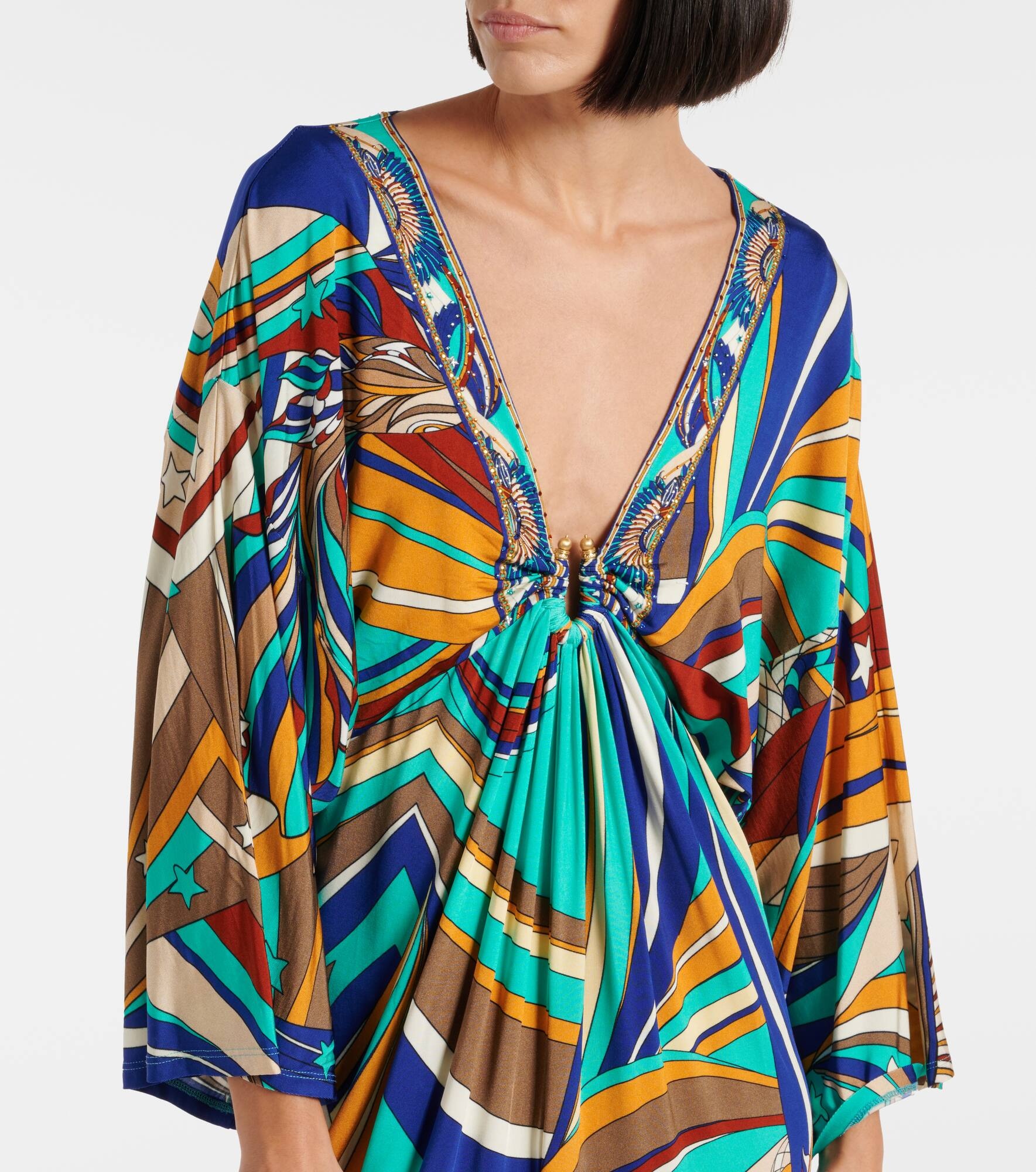 Draped printed jersey maxi dress - 4