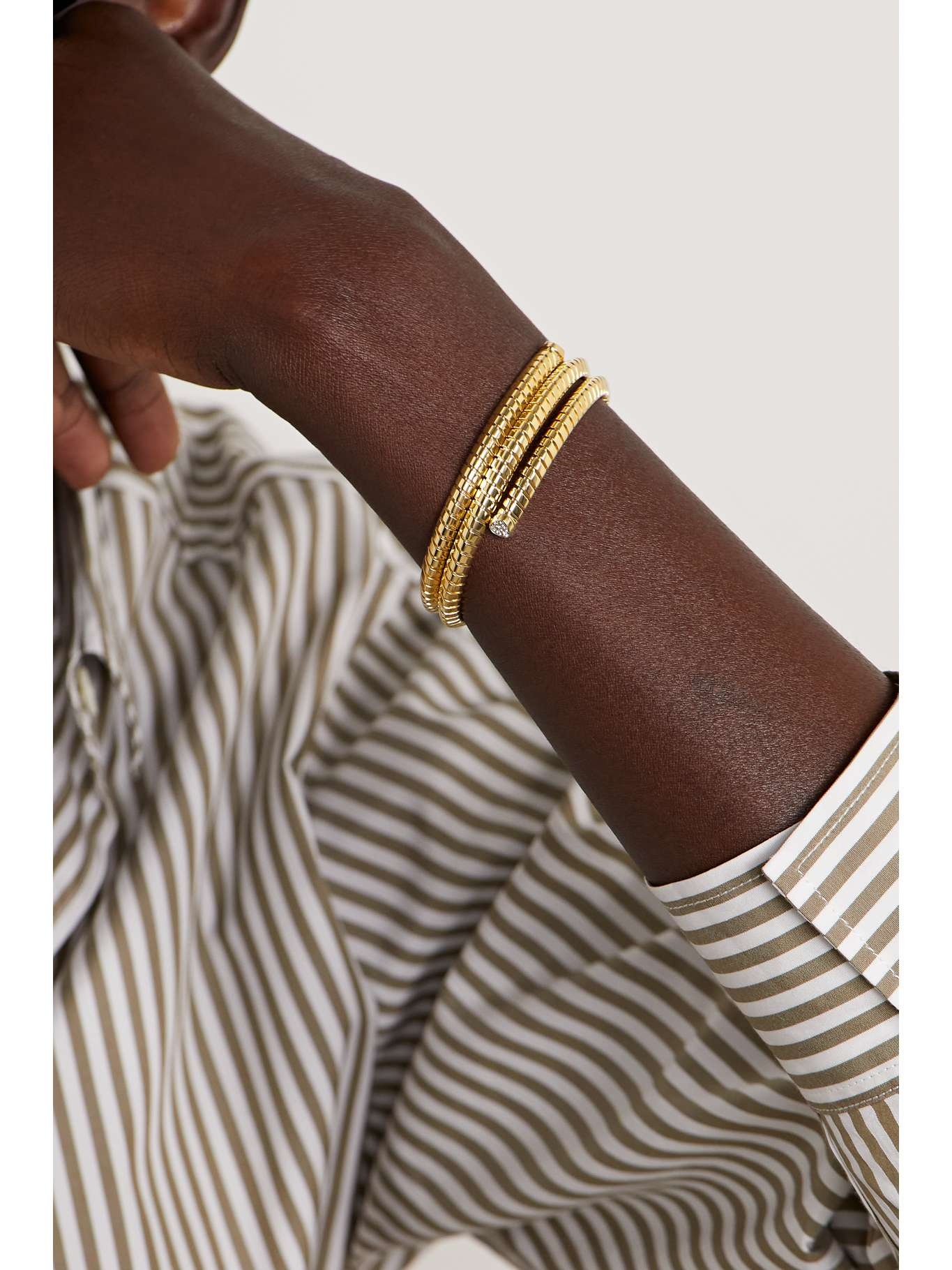 Trisolina Triple 18-karat gold diamond bangle - 2