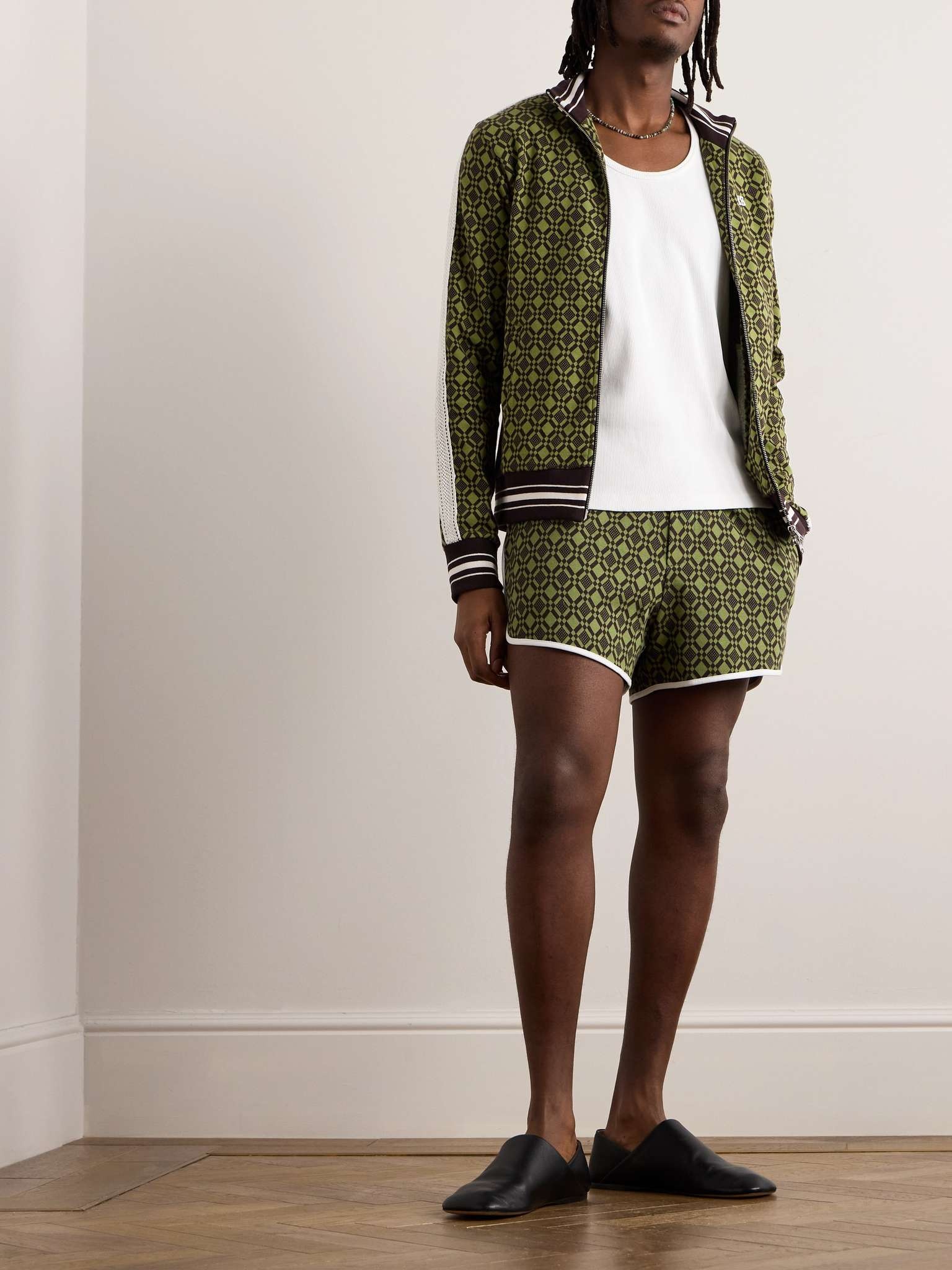 The Selassie Straight-Leg Jacquard-Knit Stretch Organic Cotton Shorts - 2